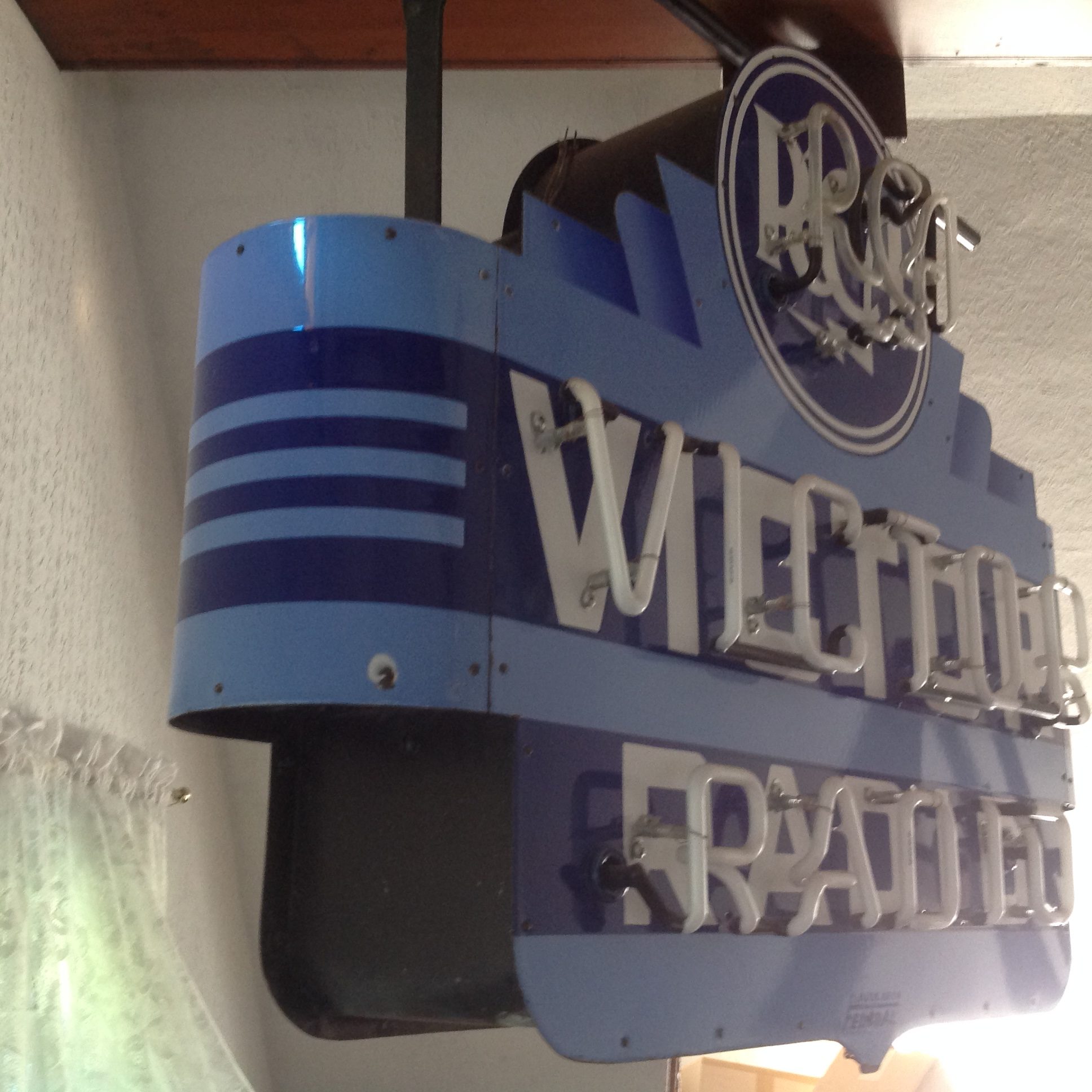 Rca Victor Radio Double Sided Porcelain Art Deco Neon Store Sign Obnoxious Antiques