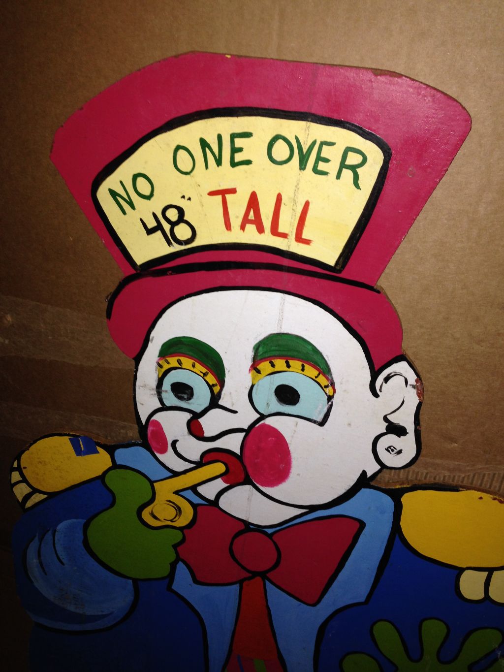 Vintage Carnival Ride Height Requirement Clown Sign « Obnoxious Antiques