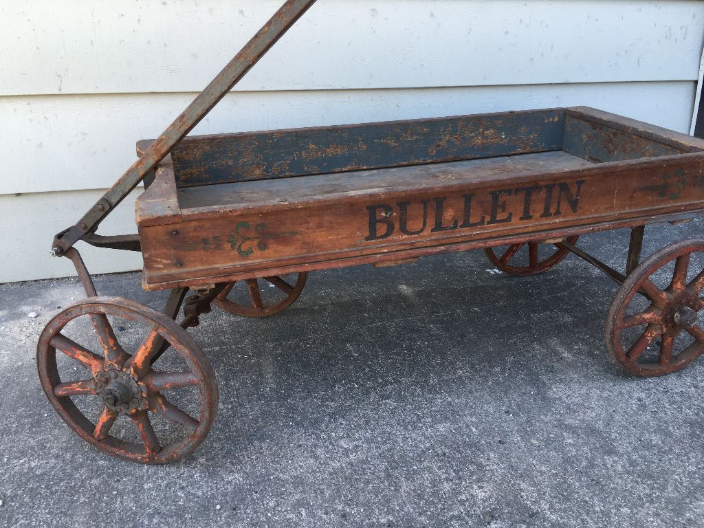 1918 Philadelphia Bulletin News Paper Vendor’s Coaster Wagon ...